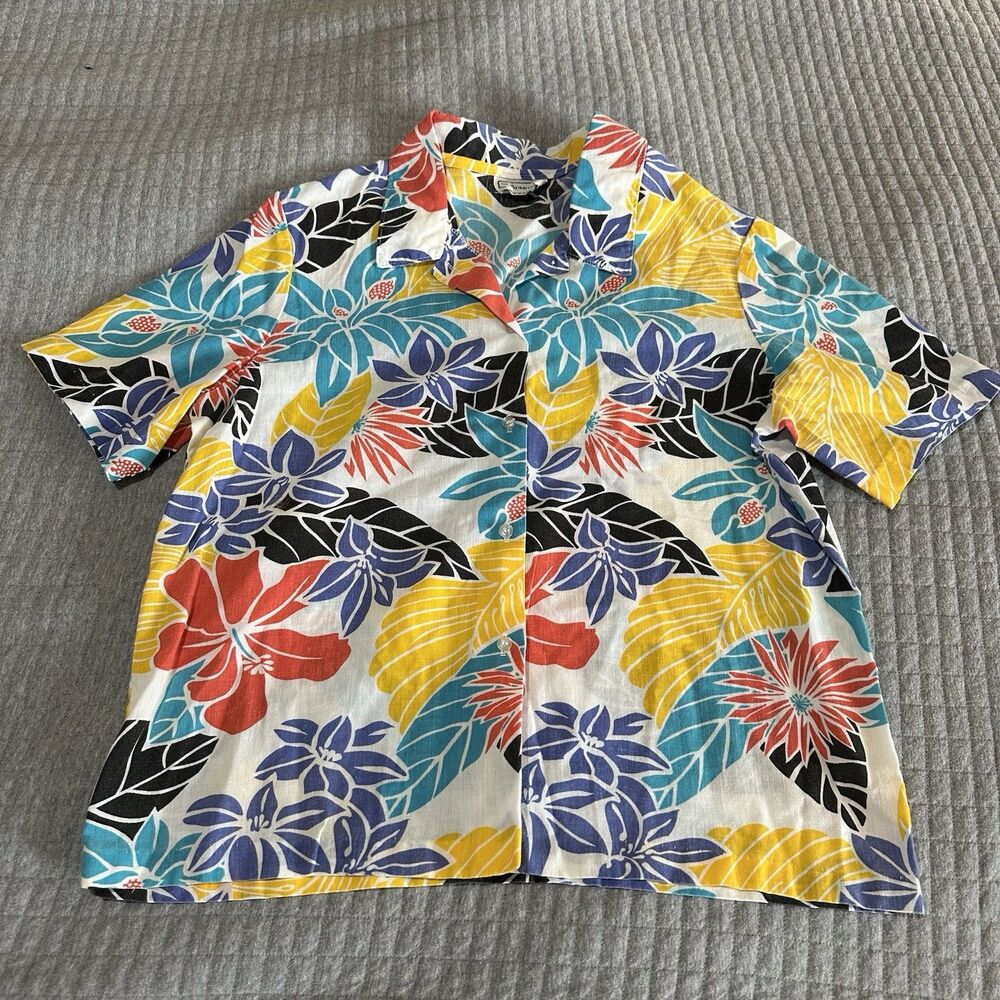 Vintage St. Aumont Multicolor Hawaiian Button-Front Shirt Women’s Large Flowers